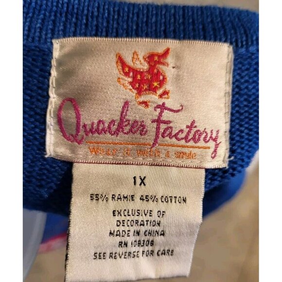 Quacker Factory American Flag Beaded Tunic Sweater Sz 1X Patriotic Raime - Picture 6 of 7